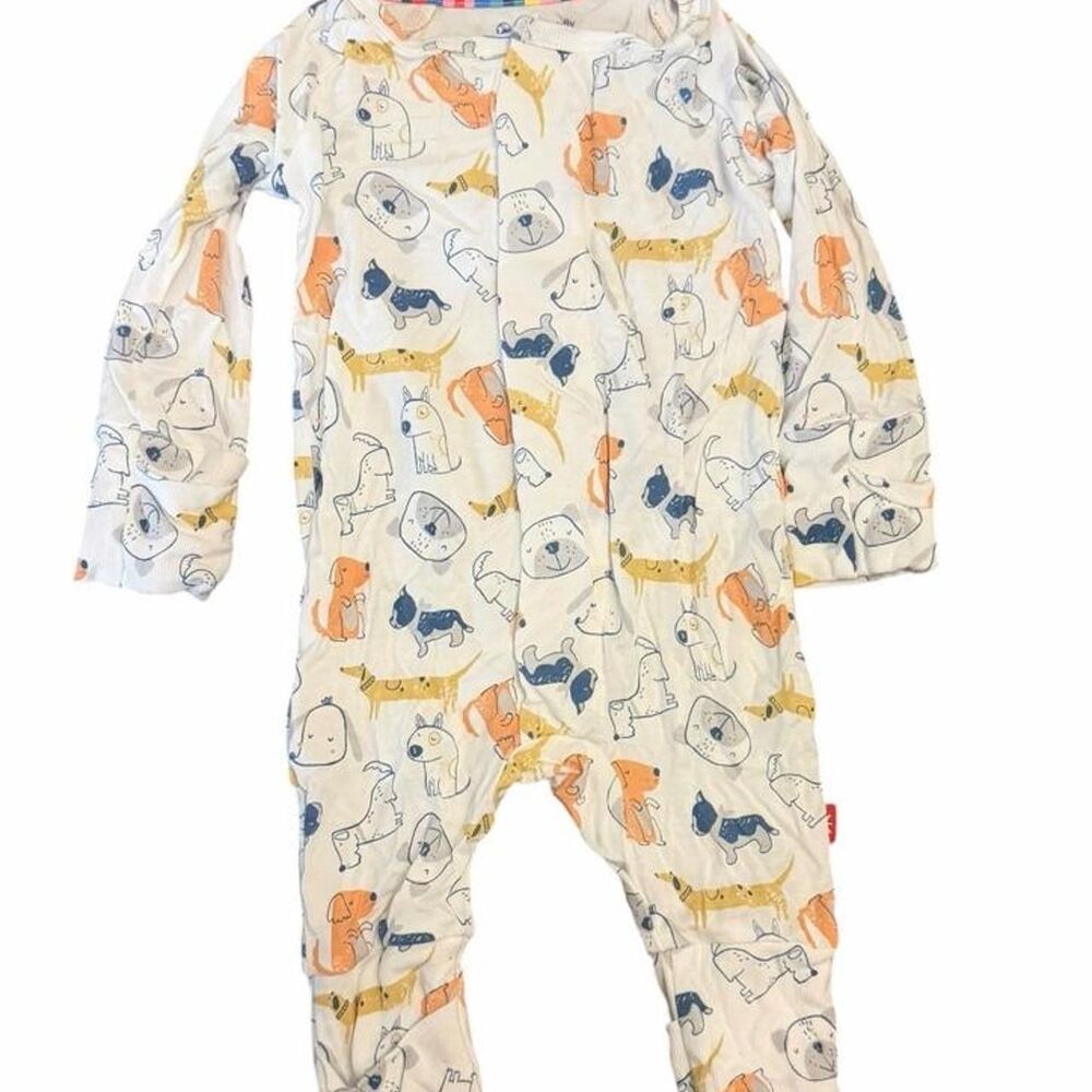 Magnetic Me newborn long sleeve sleeper with dogs.